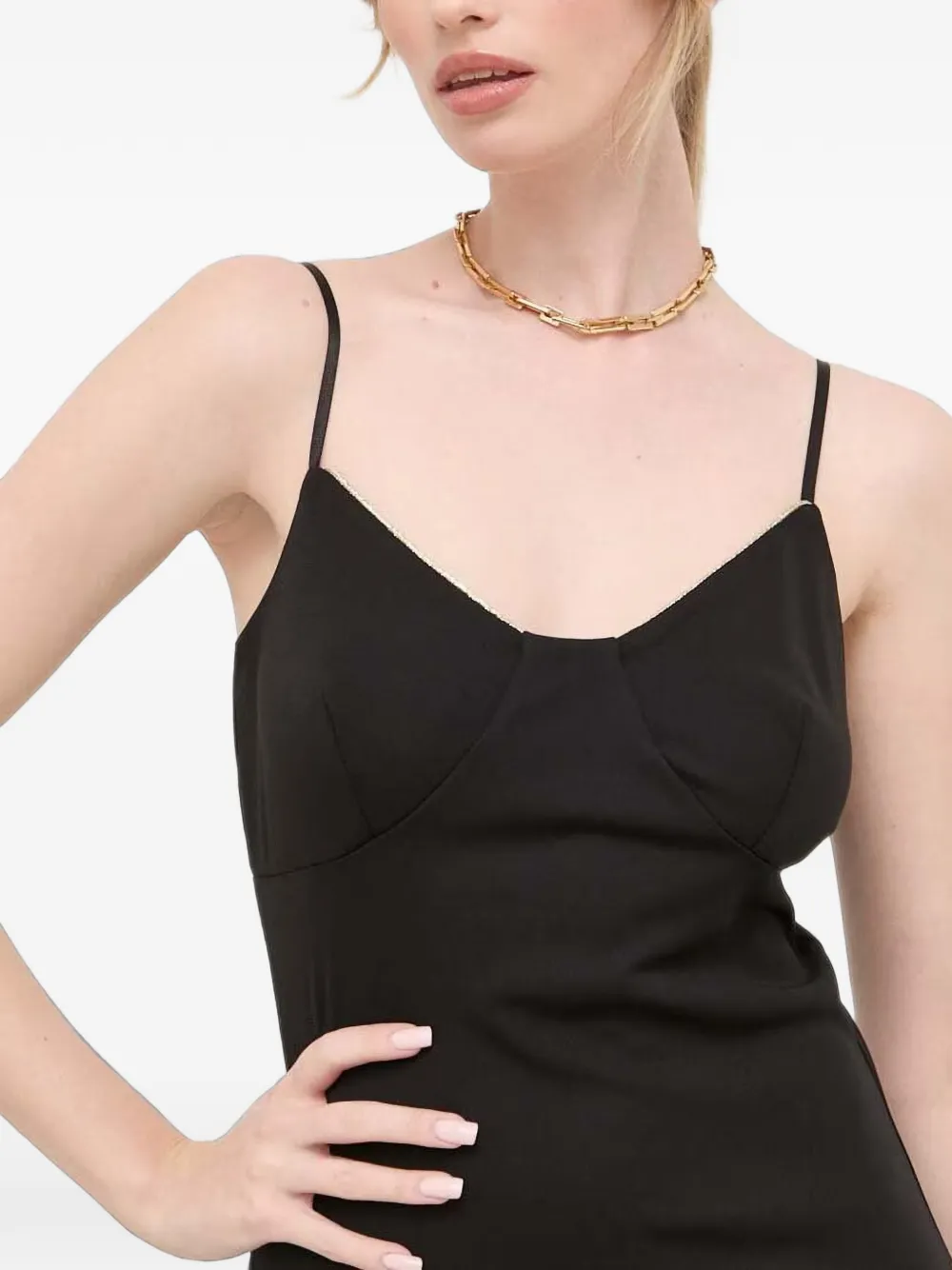 Morgan Midi-jurk met afwerking Zwart
