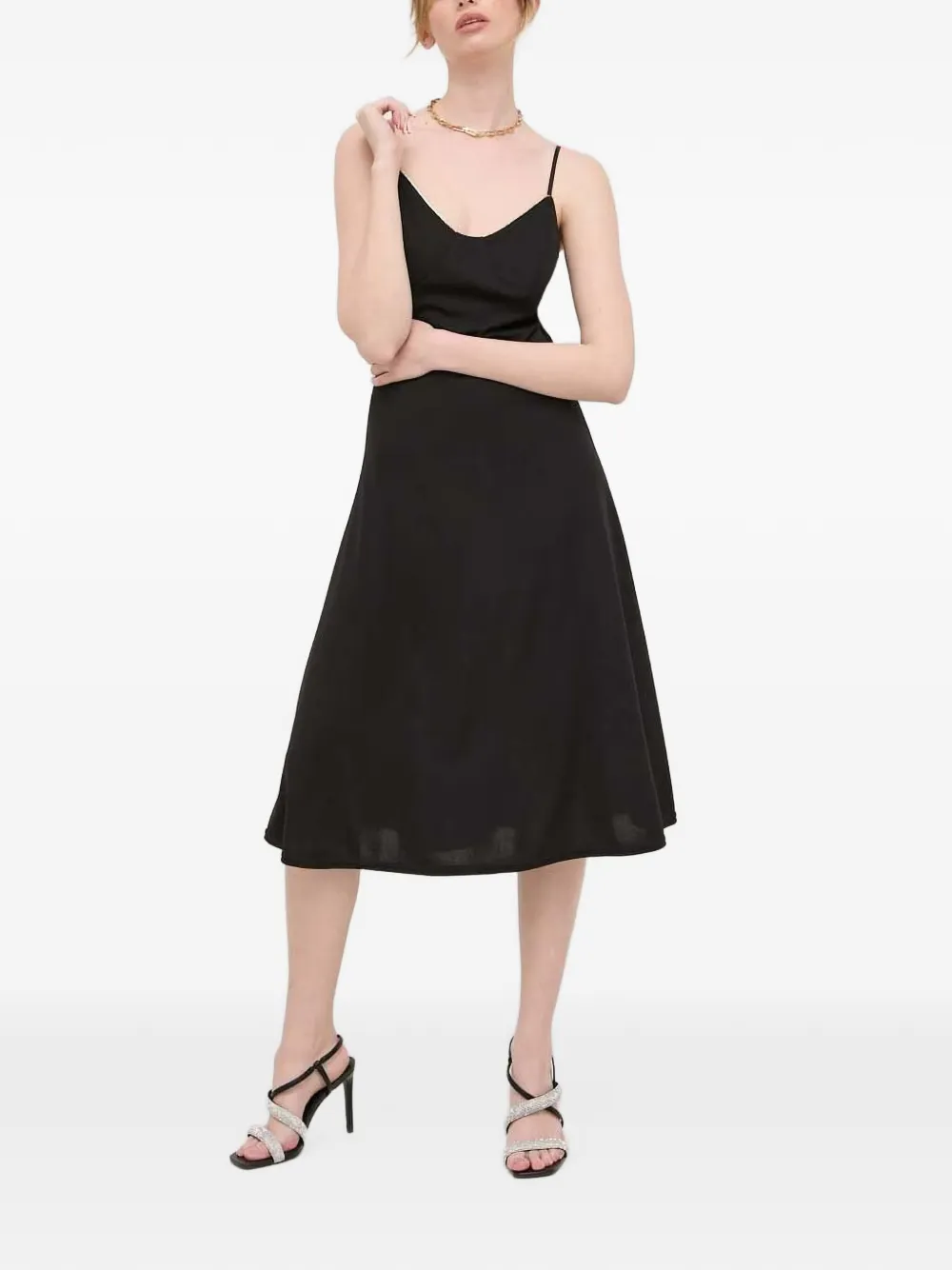 Morgan Midi-jurk met afwerking Zwart