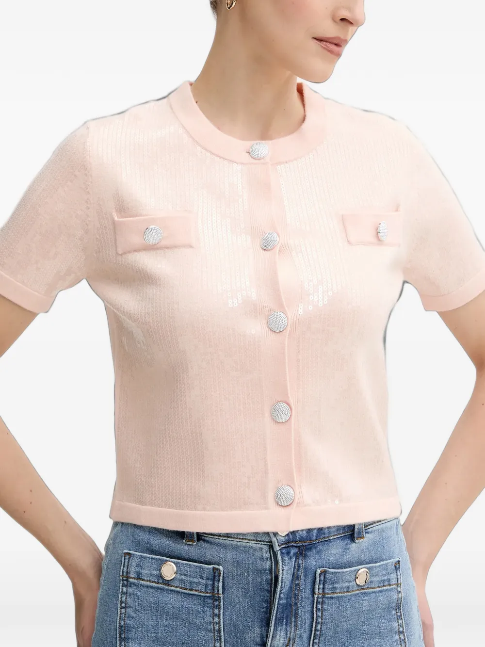 Morgan Vest met pailletten Roze
