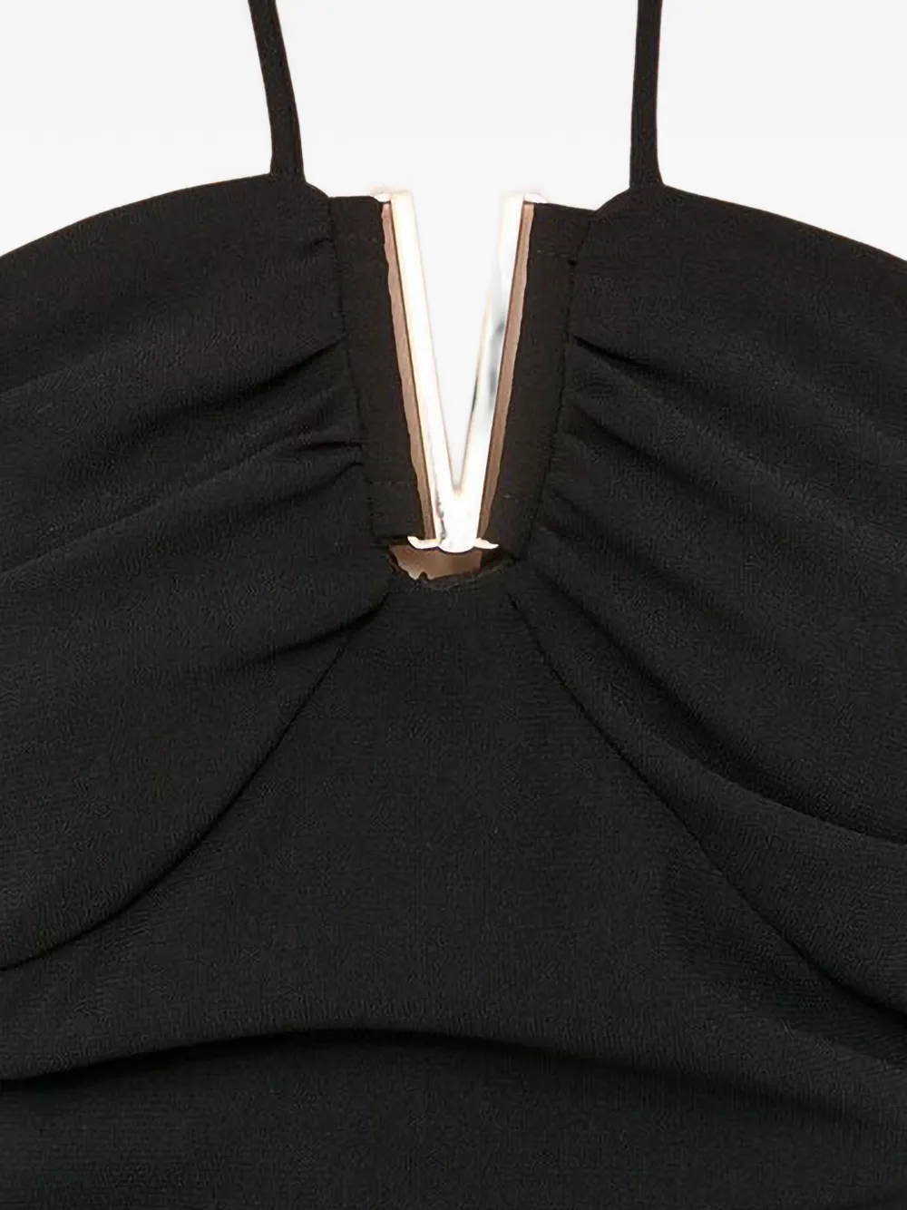 Morgan x Iris Mittenaere mini-jurk met halternek en ruches Zwart