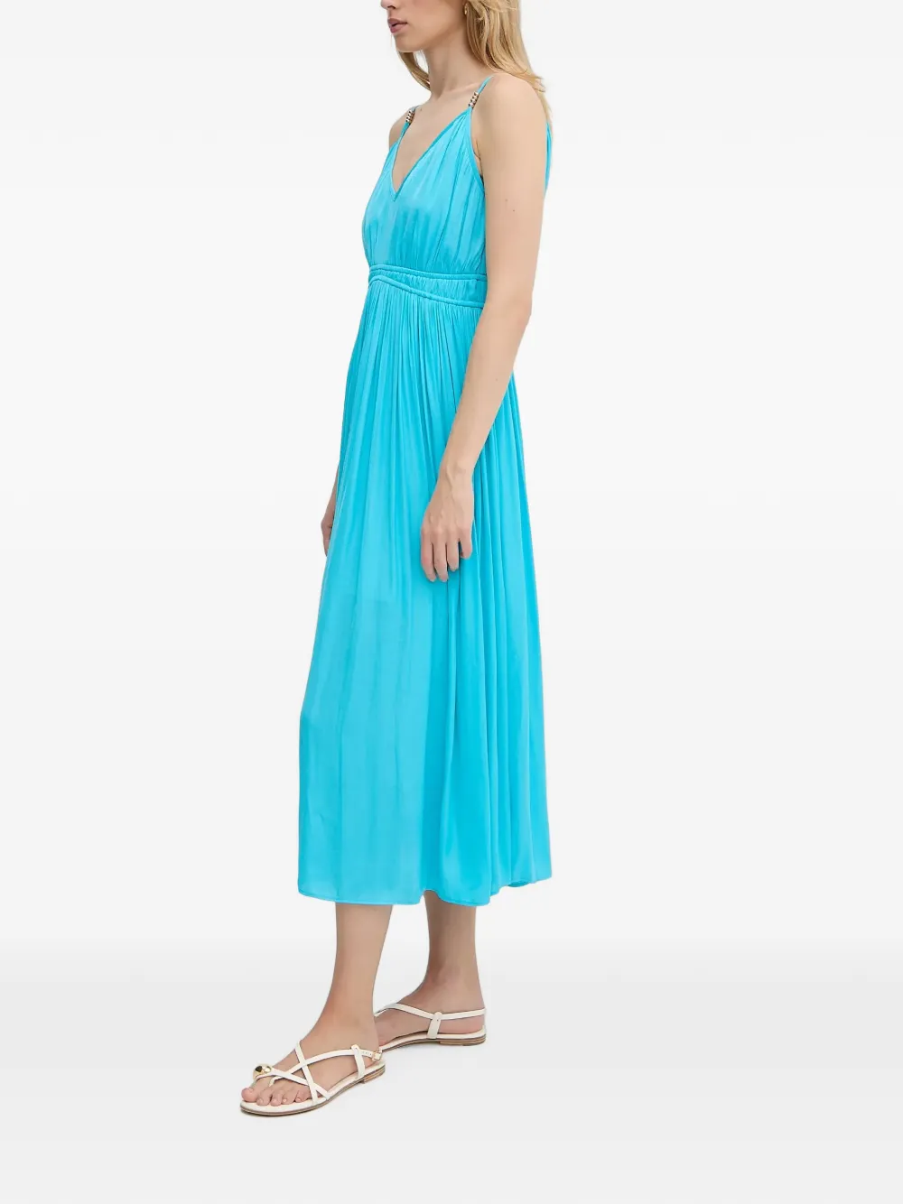Morgan Midi-jurk met V-hals Blauw