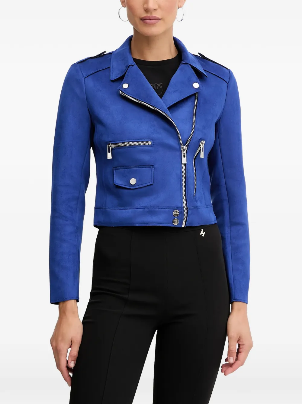 Morgan Giacca biker con zip - Blu