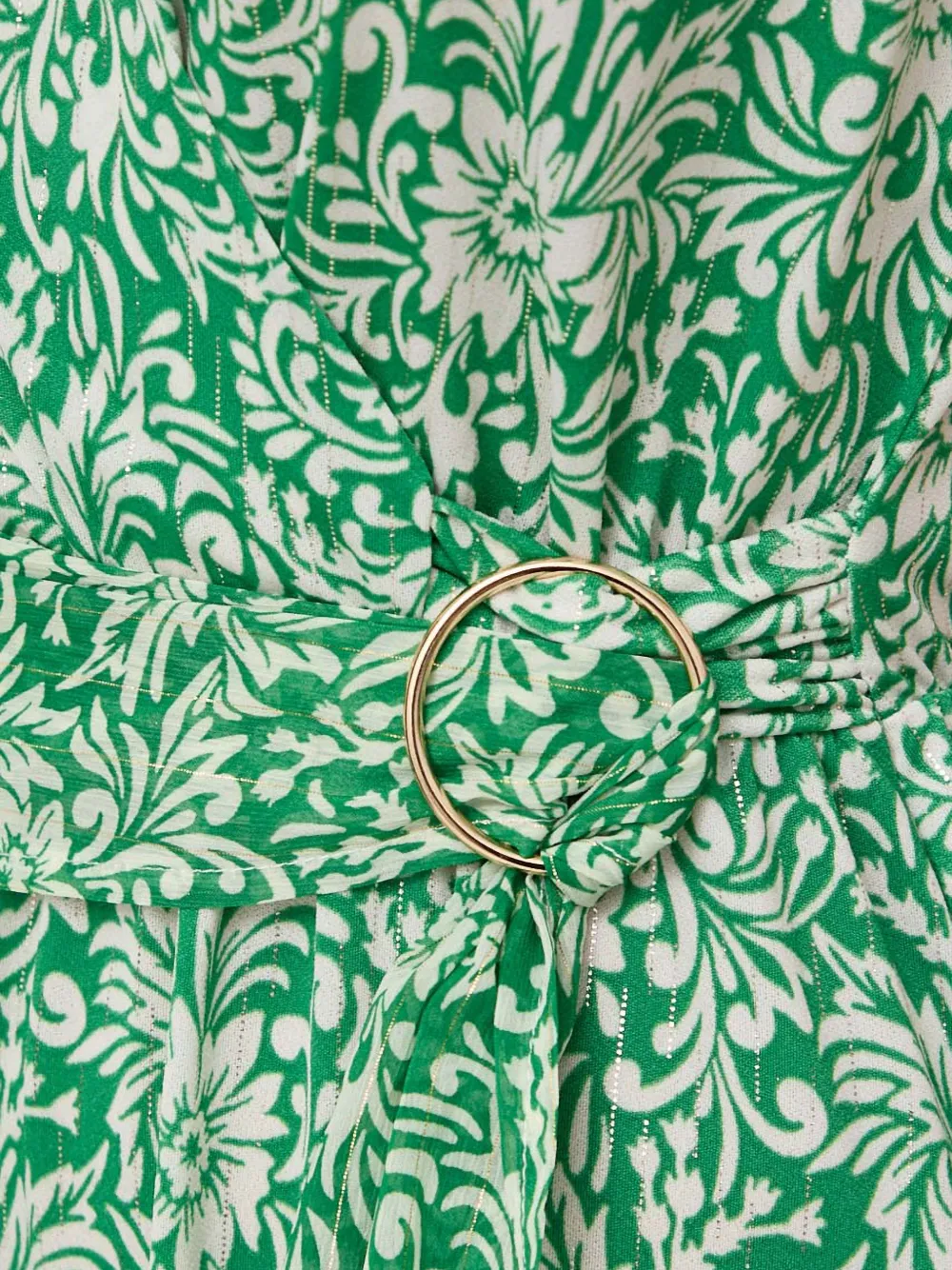 Morgan floral-print belted mini dress Groen