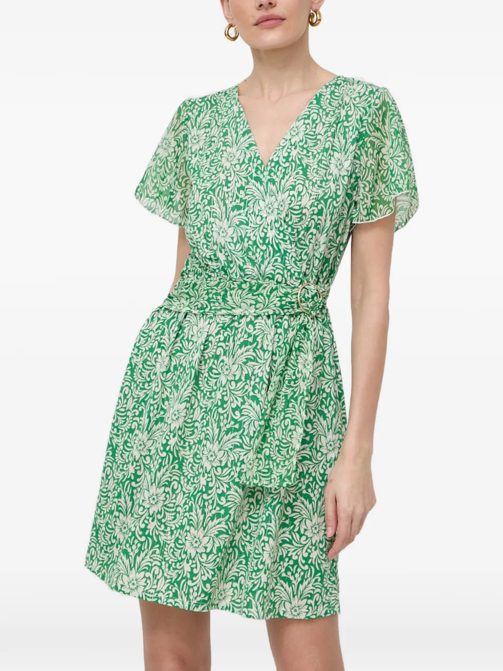 Morgan floral-print belted mini dress