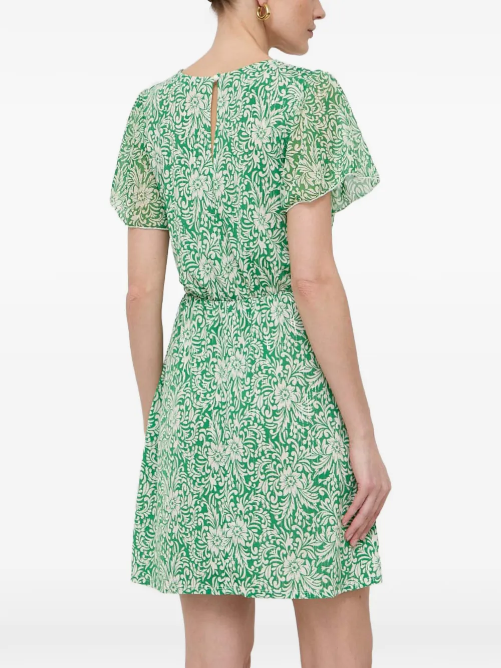 Morgan floral-print belted mini dress Groen