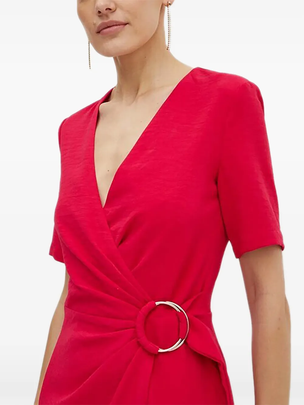 Morgan Mini-jurk met korte mouwen en V-hals Rood