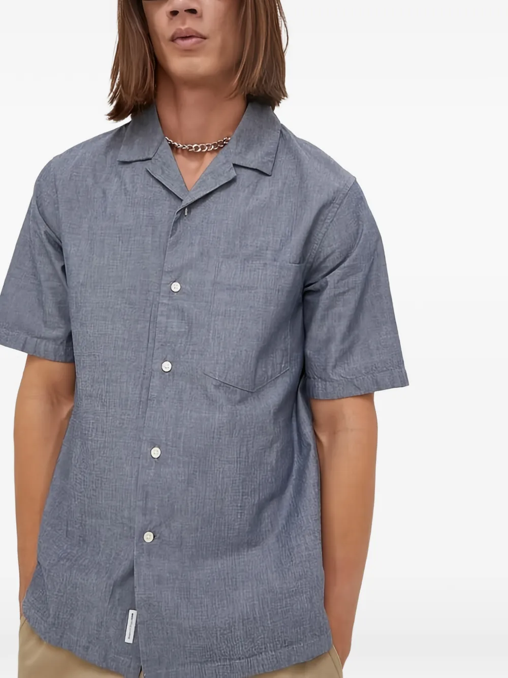 Marc O'Polo Overhemd met zak en omgekeerde kraag Blauw