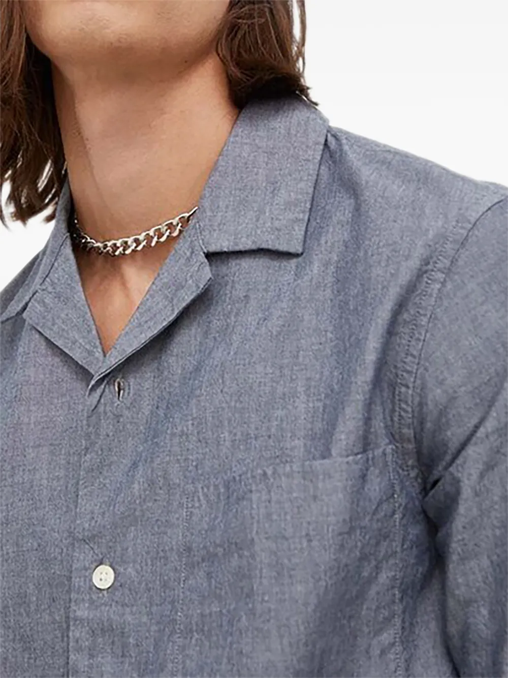Marc O'Polo Overhemd met zak en omgekeerde kraag Blauw