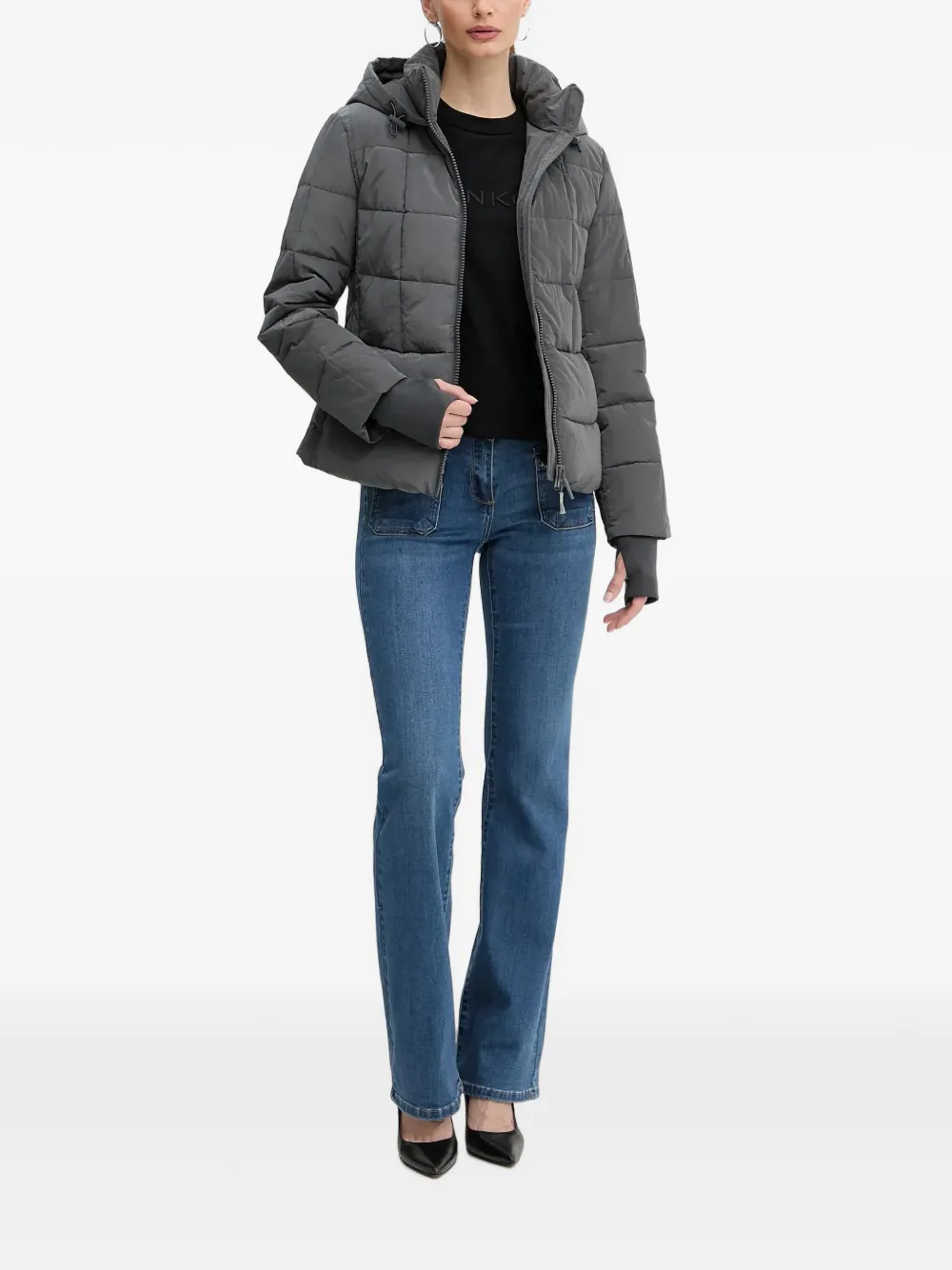 Morgan Jeans met klepzak en knoopdetail Blauw