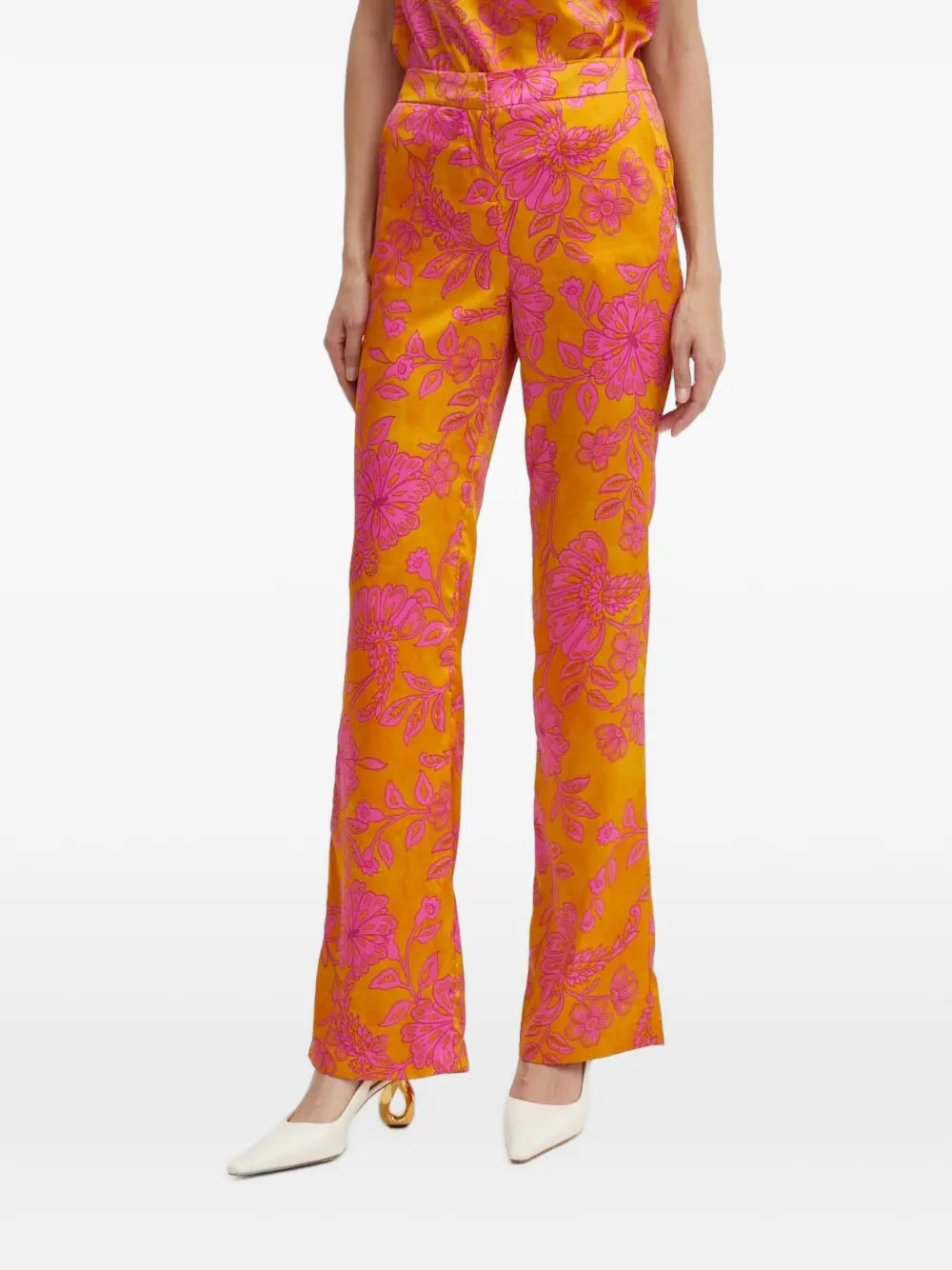 Morgan floral-print flared trousers
