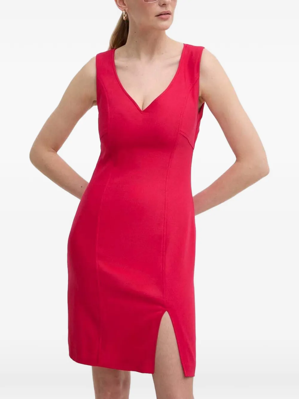 Morgan Jurk met V-hals en split Rood