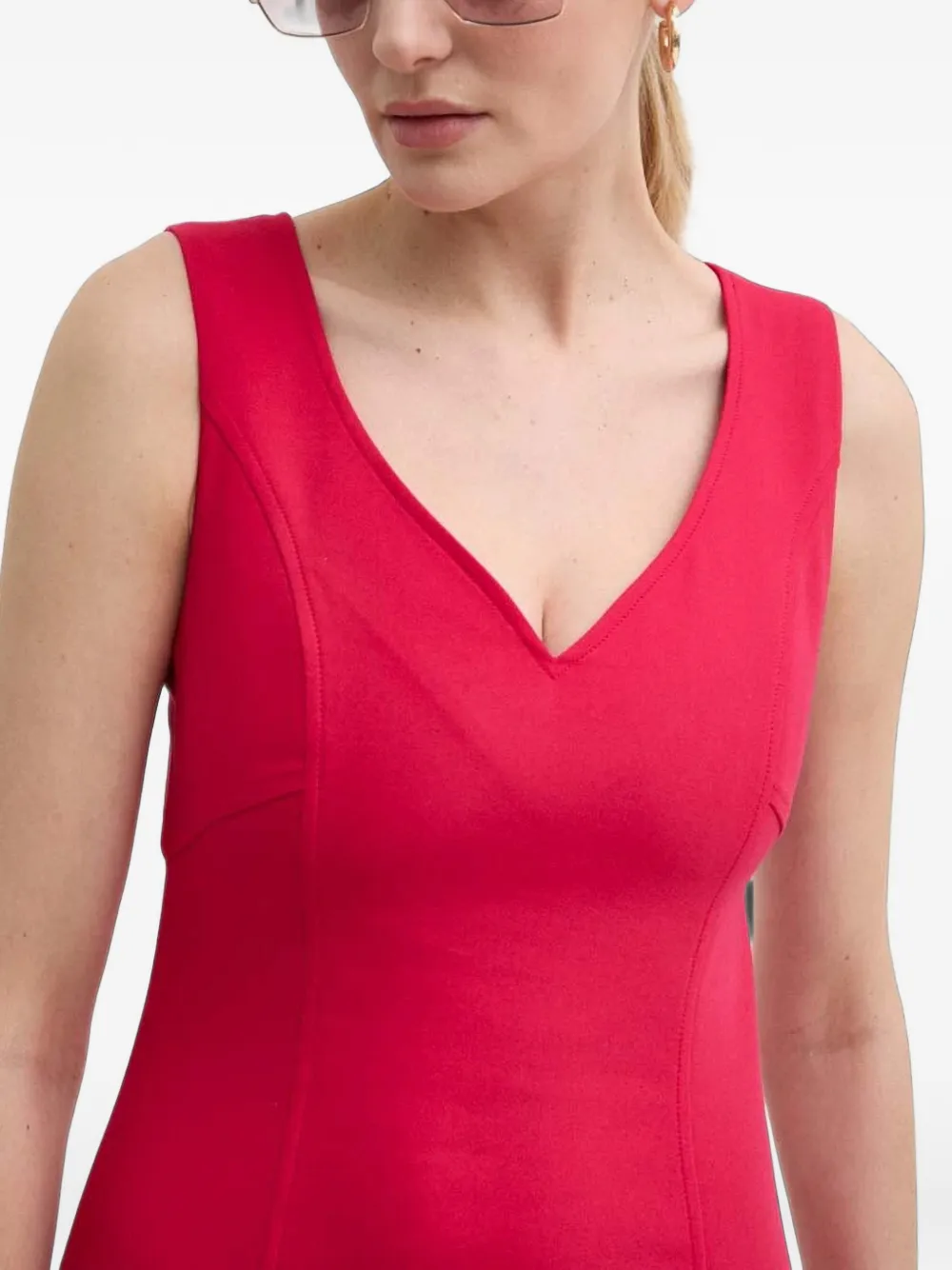 Morgan Jurk met V-hals en split Rood