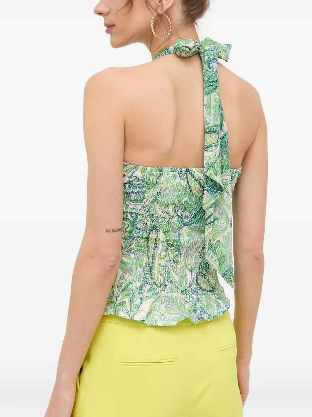 Morgan paisley knot-halterneck top