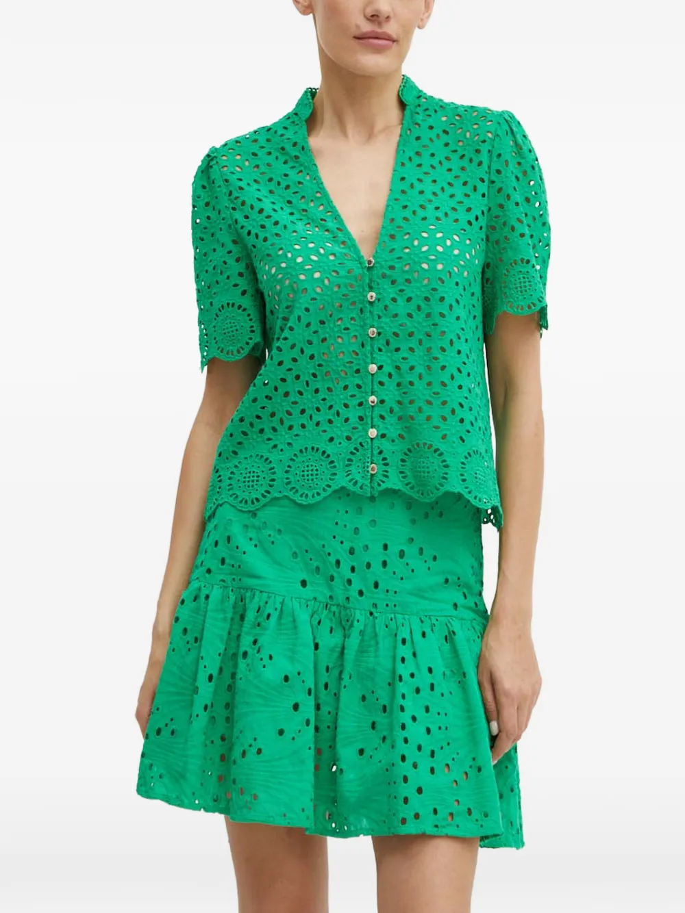 Morgan broderie-anglaise scalloped top