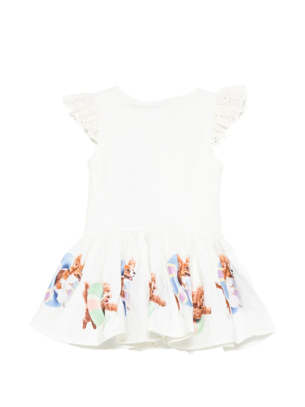 Molo Cimi broderie anglaise jurk met dierenprint Wit