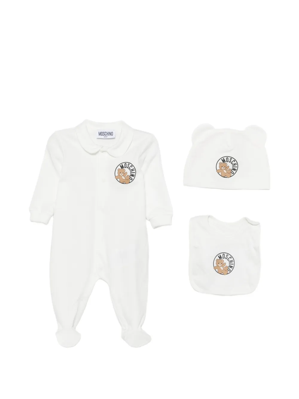 Moschino Kids Teddy Bear-patch sleepsuit set - Weiß