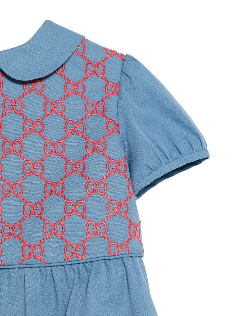 Gucci Kids Jurk met borduurwerk Blauw