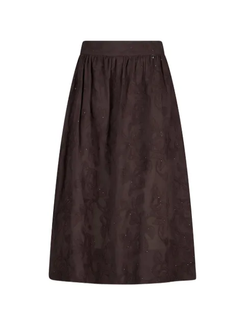 LIU JO floral-embroidered midi skirt