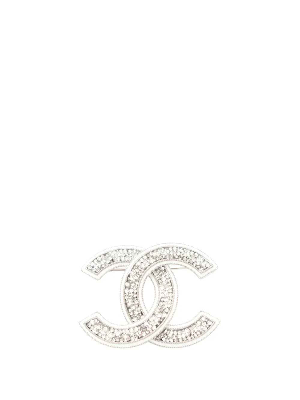 CHANEL Pre-Owned 2025 CC Stainless Steel Rhinestone Brooch costume brooch – Silver