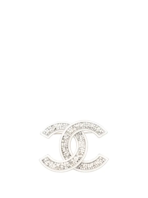 CHANEL Pre-Owned 2025 CC Stainless Steel Rhinestone Brooch costume brooch