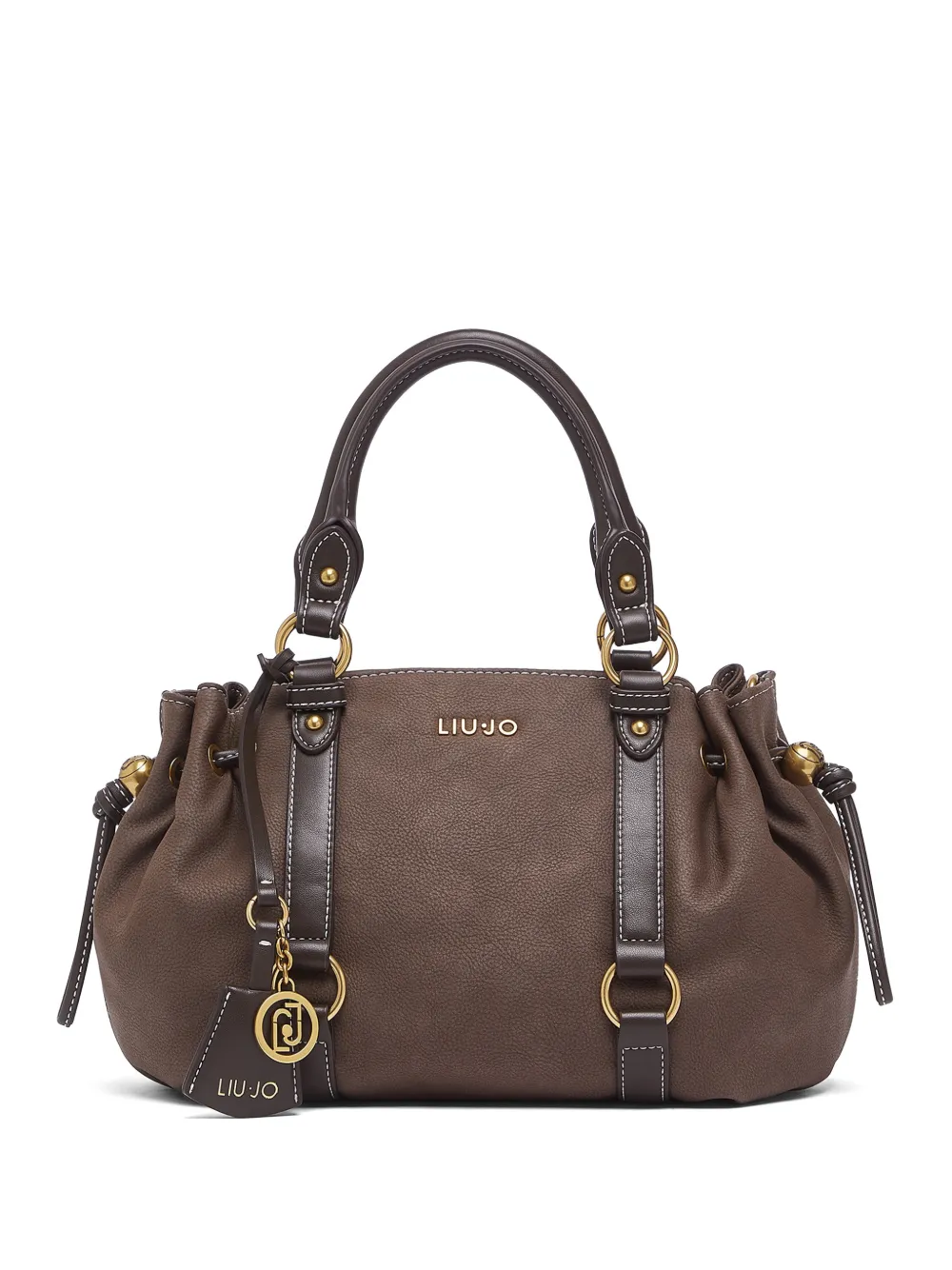 LIU JO large logo-charm tote bag - Brown