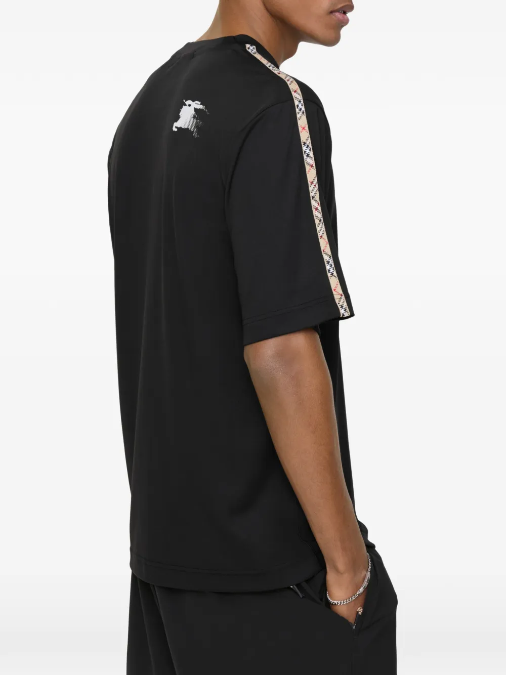 Burberry Jersey T-shirt met geruite afwerking Zwart