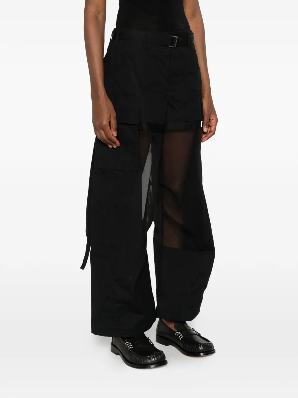 Sacai シアーディテール カーゴパンツ | ブラック | FARFETCH JP