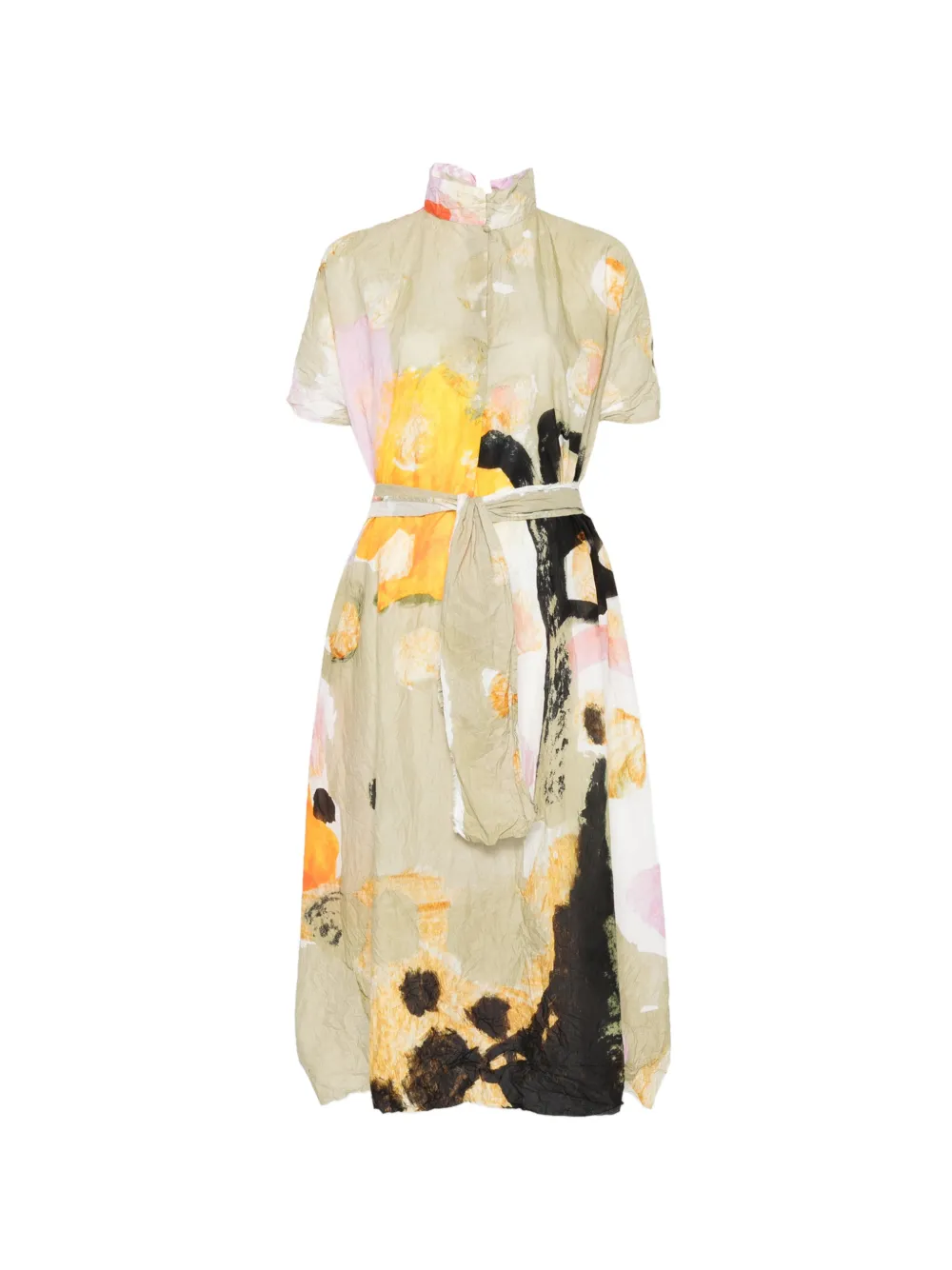 Daniela Gregis patterned short-sleeved midi dress - Bianco