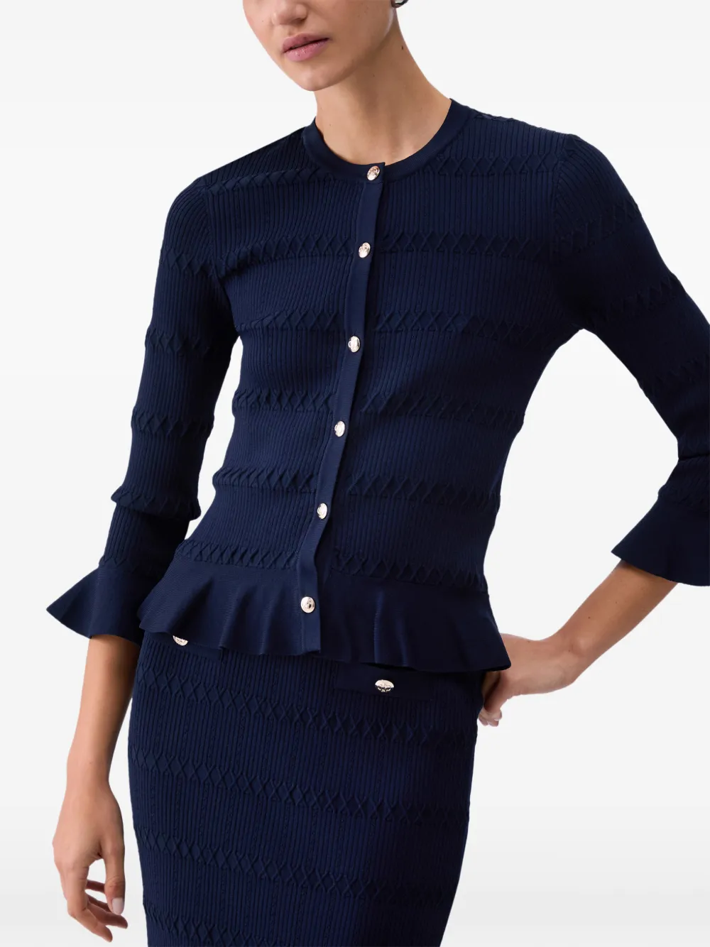  Liu Jo Round-neck Button-down Cardigan - Blue 