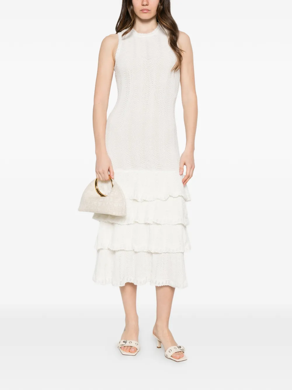 TWINSET Midi-jurk met ruches Wit