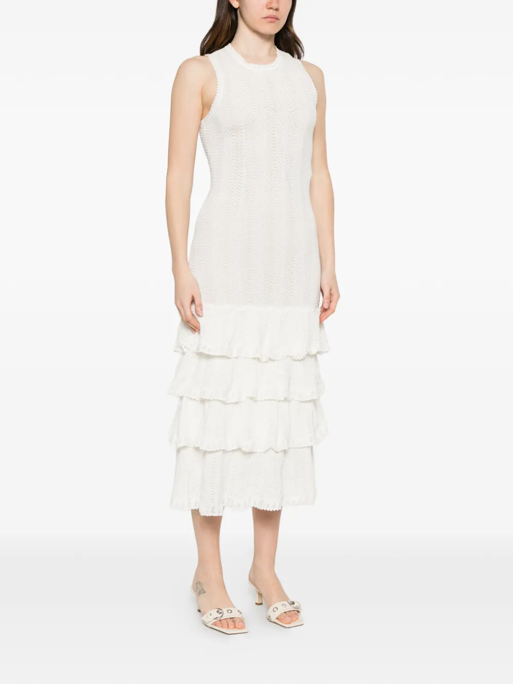 TWINSET Midi-jurk met ruches Wit