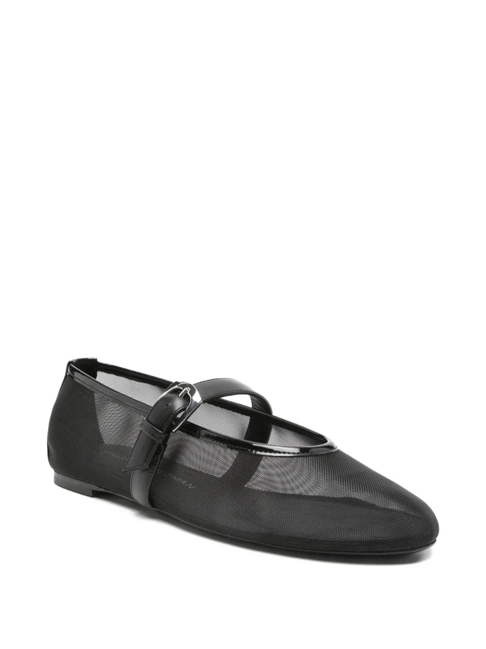 Stuart Weitzman Sai Bareitall mesh buckle-strap ballet flats Zwart