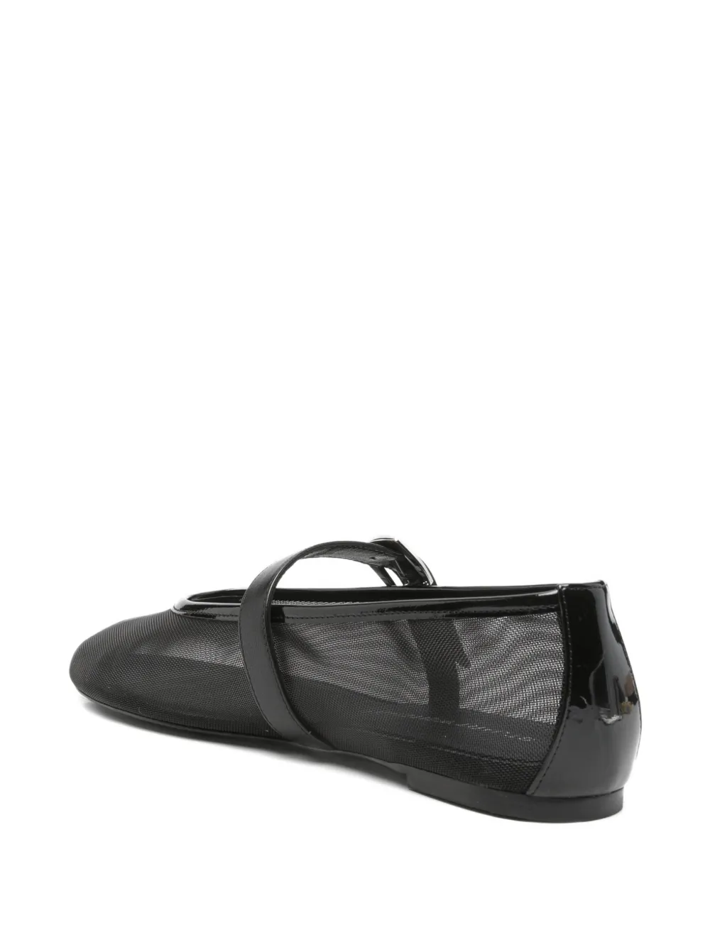 Stuart Weitzman Sai Bareitall mesh buckle-strap ballet flats Zwart
