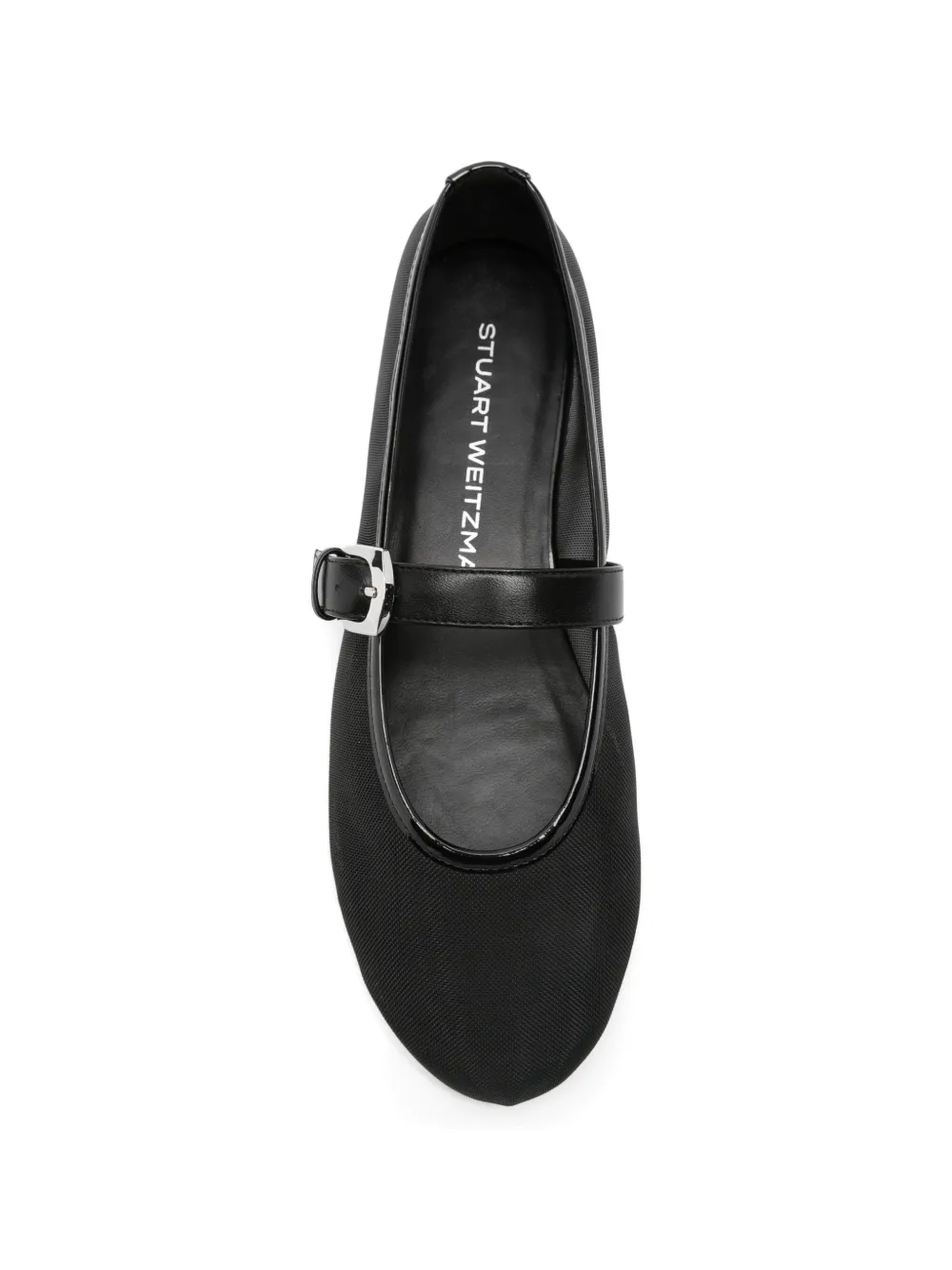 Stuart Weitzman Sai Bareitall mesh buckle-strap ballet flats Zwart