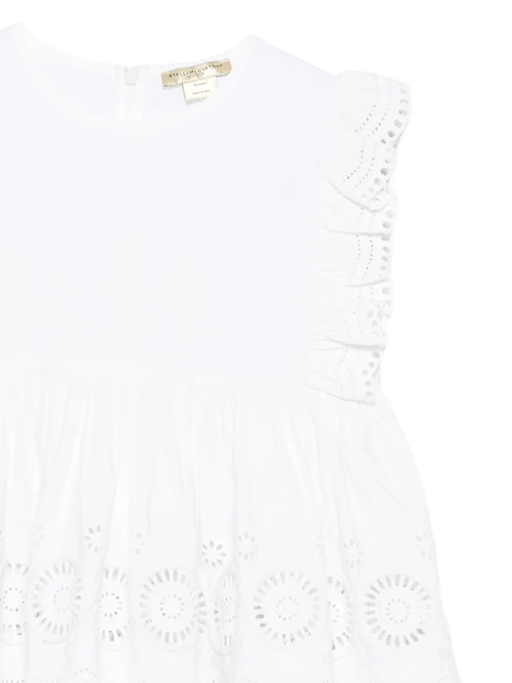 Stella McCartney Kids Broderie anglaise top met ruchemouwen Wit