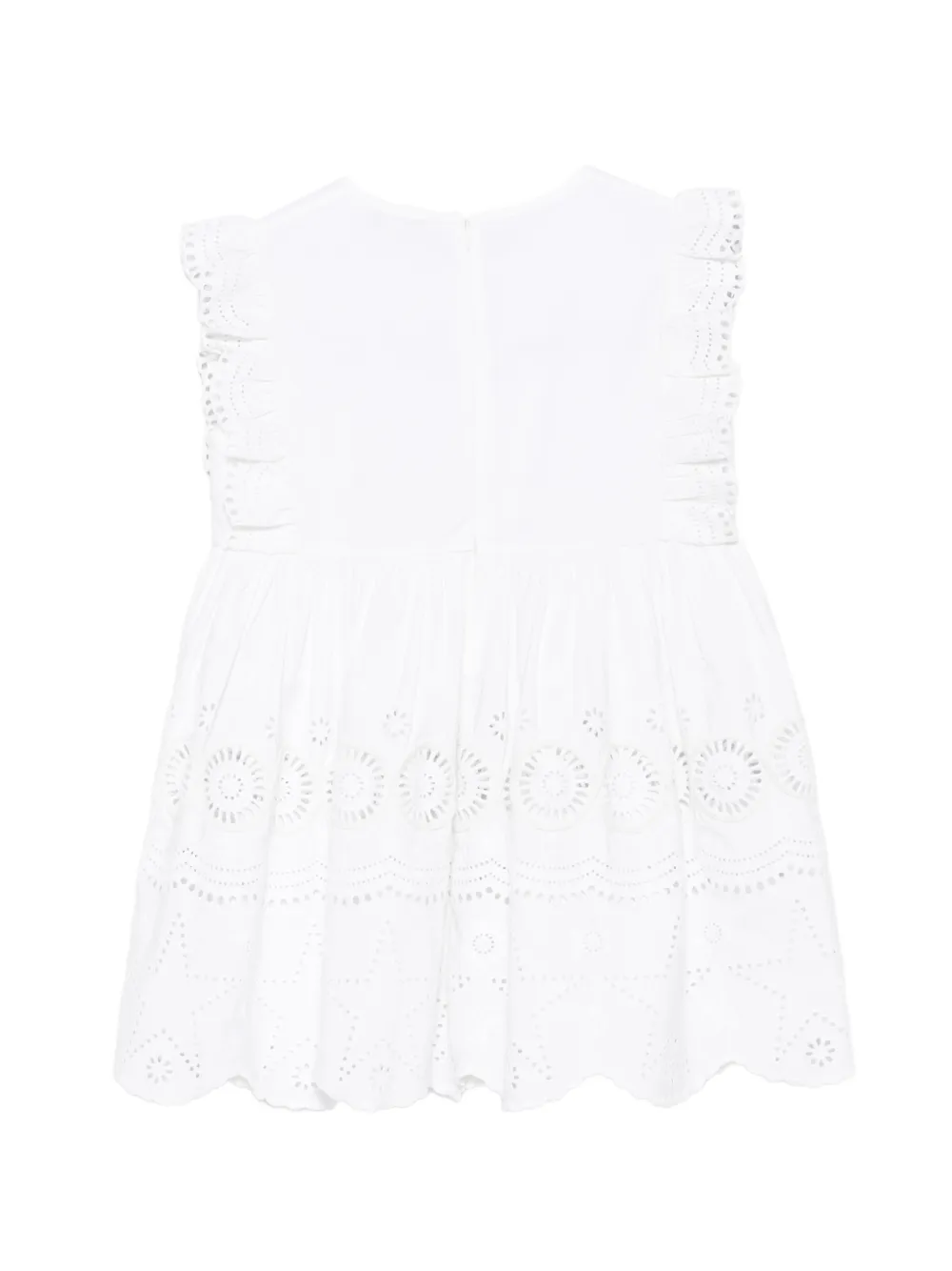 Stella McCartney Kids Broderie anglaise top met ruchemouwen Wit