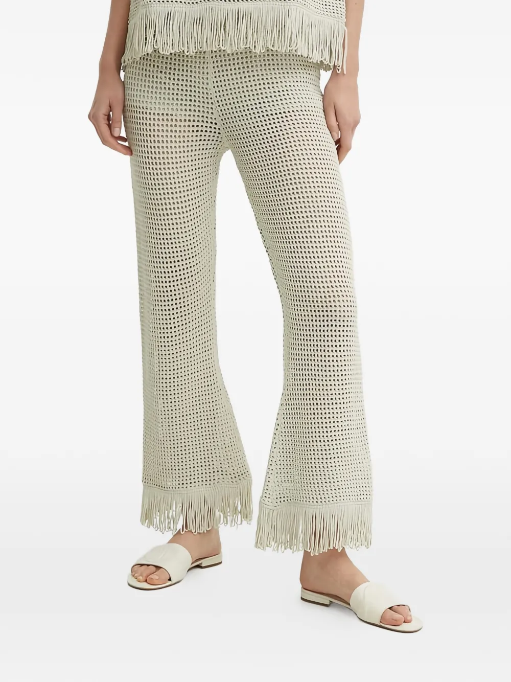 Sisley fringed crochet trousers - Toni neutri