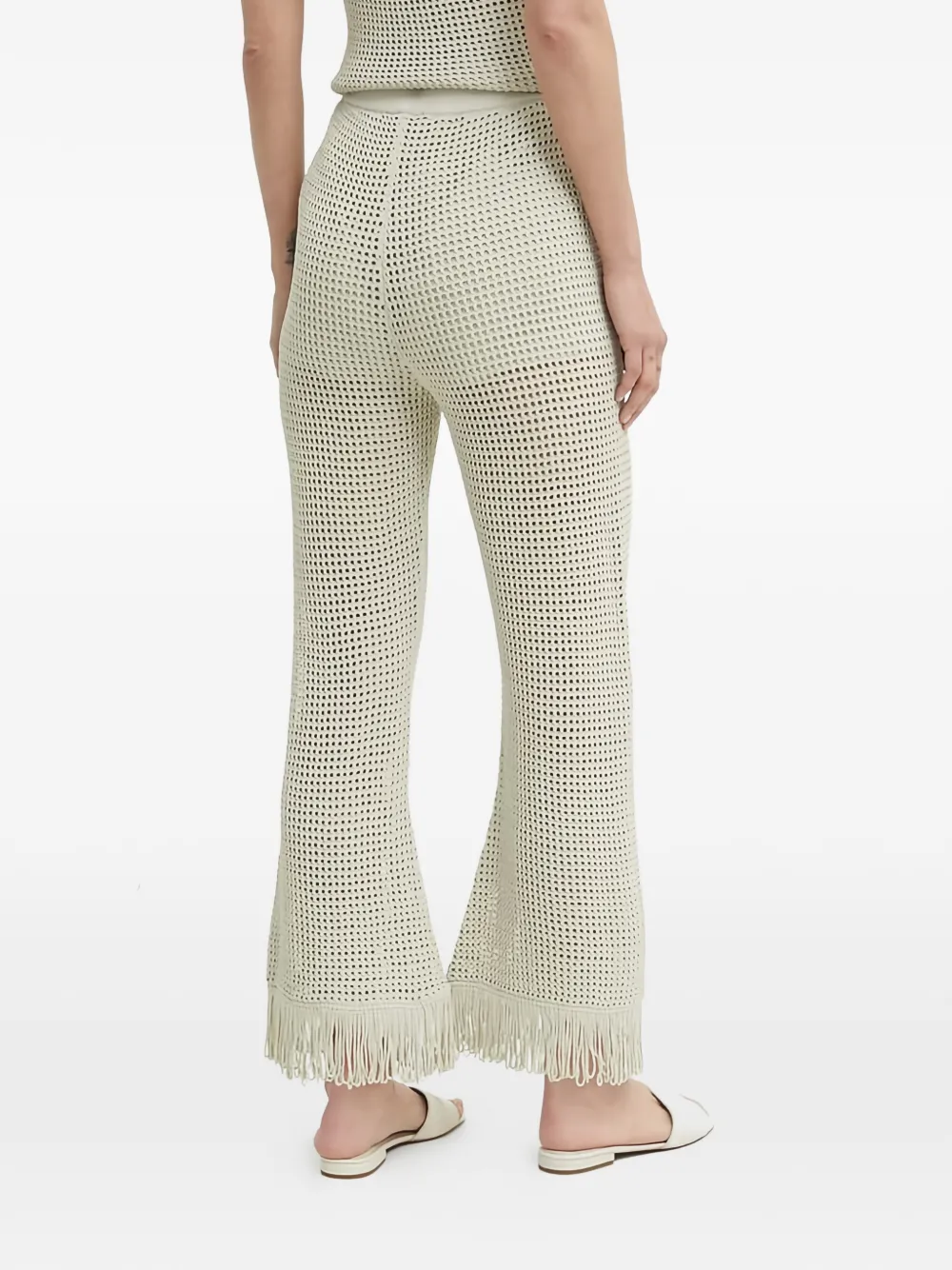 Sisley Gehaakte broek met franje Beige