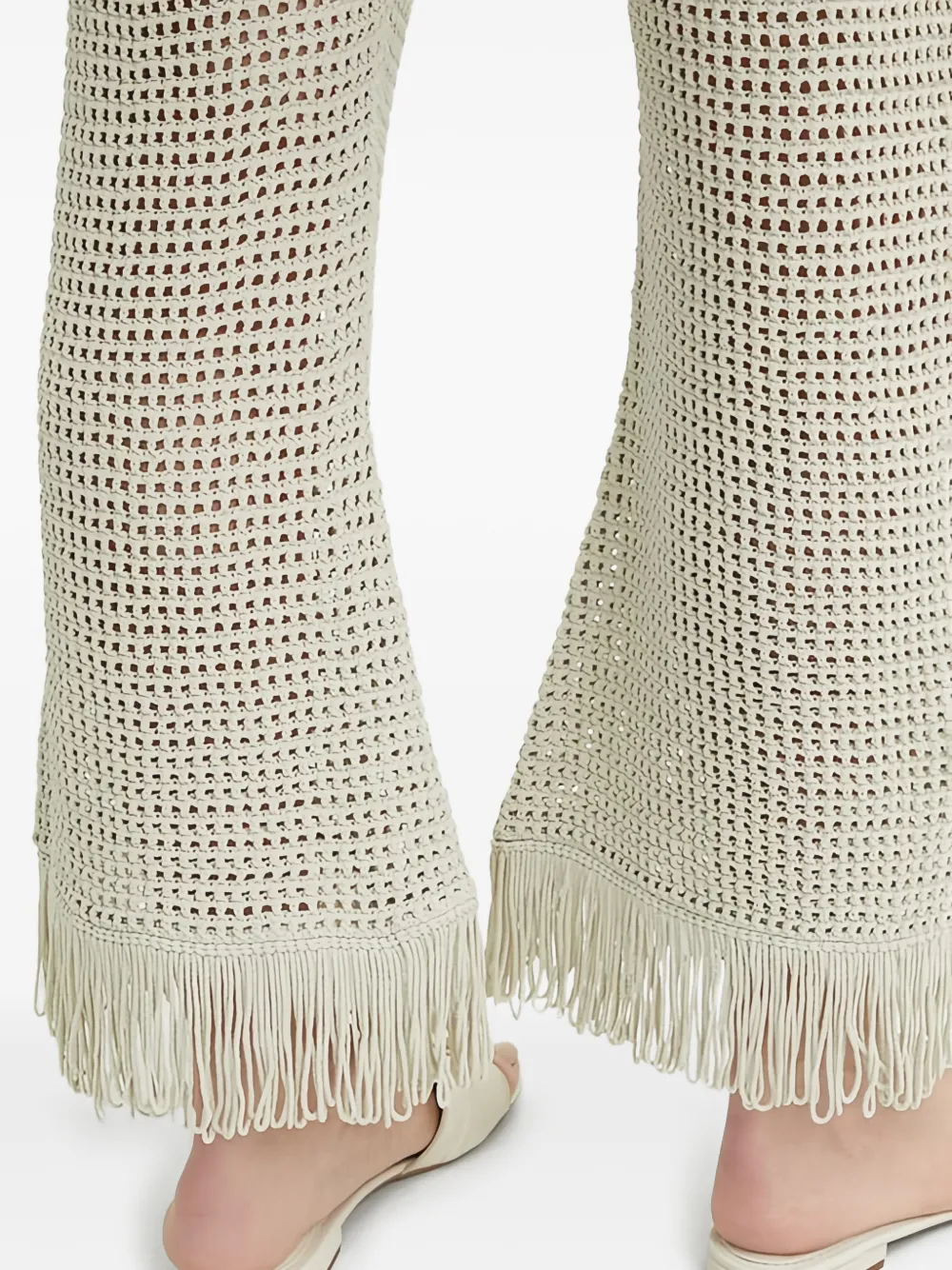 Sisley Gehaakte broek met franje Beige
