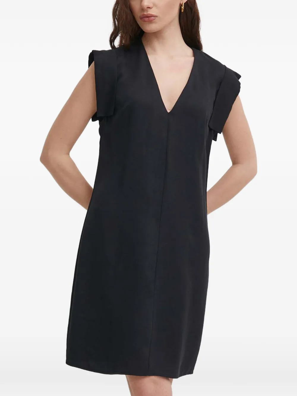 Benetton V-neck cap-sleeve mini dress - Noir Benetton V-neck cap-sleeve mini dress - Noir