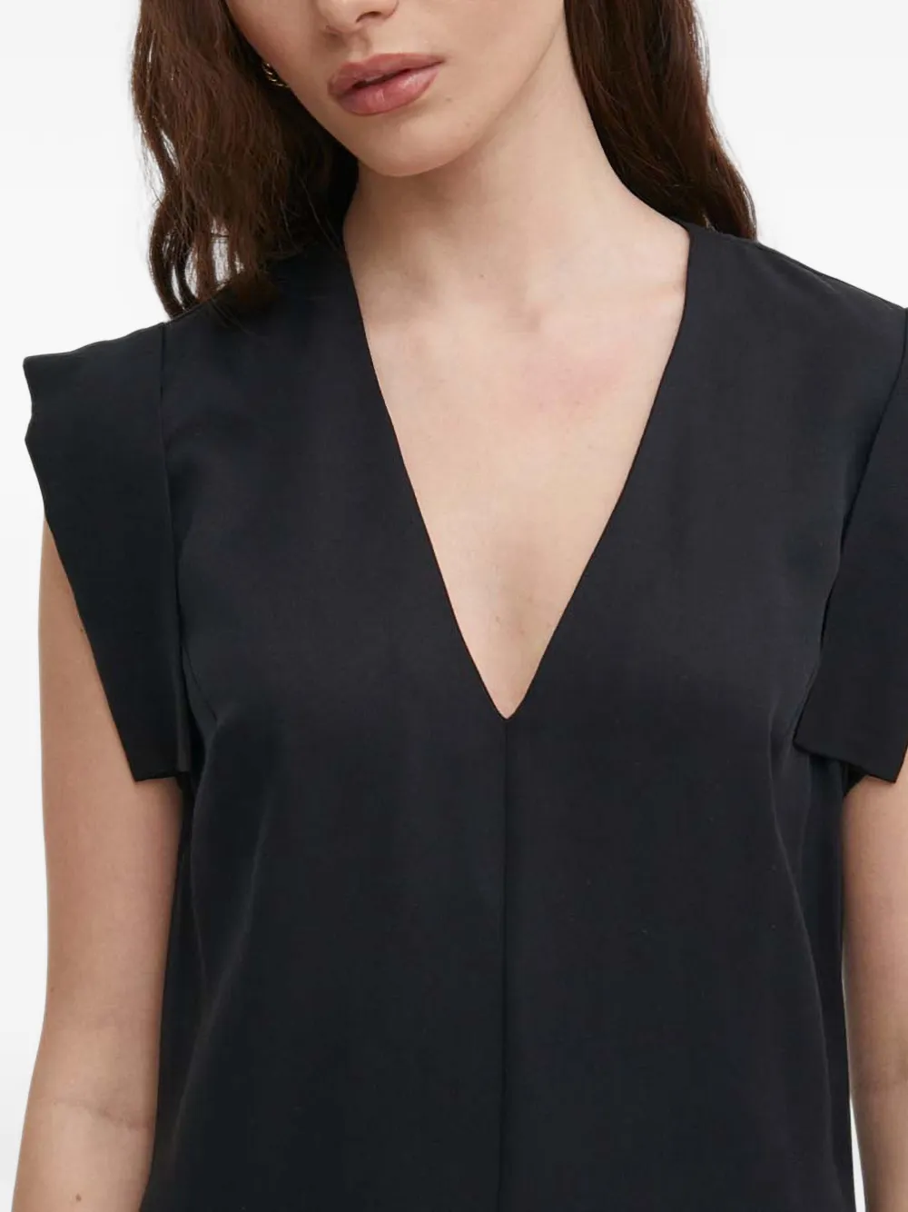 Benetton Mini-jurk met kapmouwen en V-hals Zwart