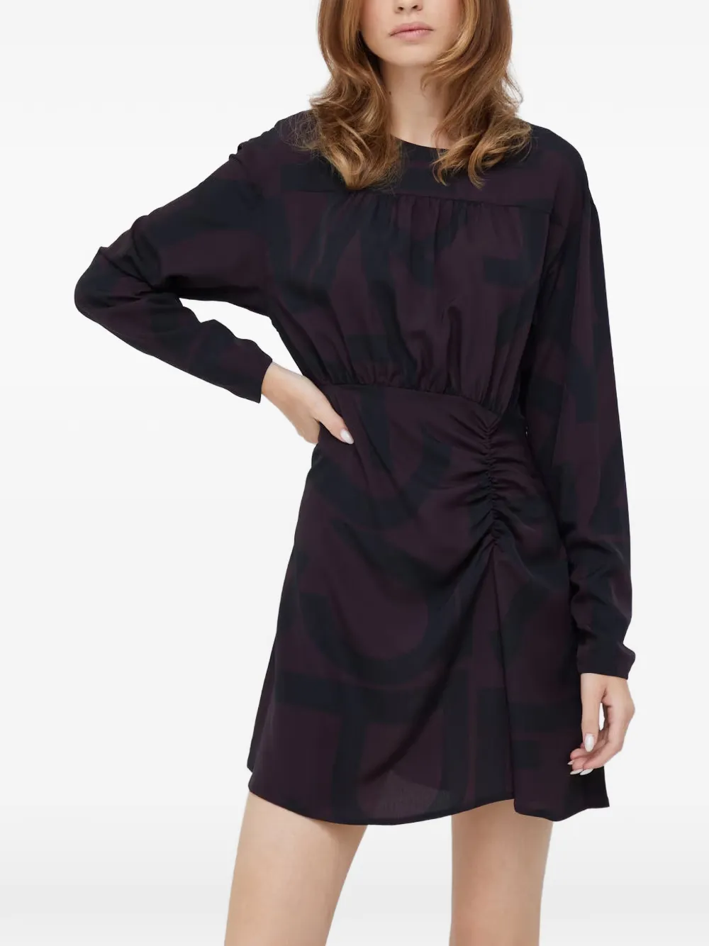 Sisley long-sleeved gathered mini dress