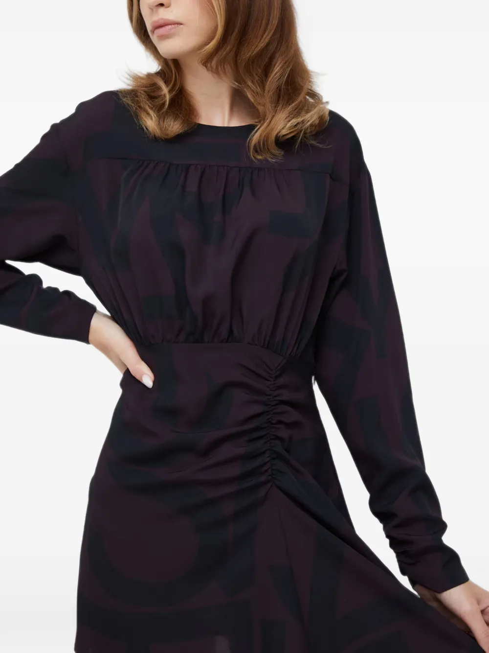 Sisley long-sleeved gathered mini dress Paars