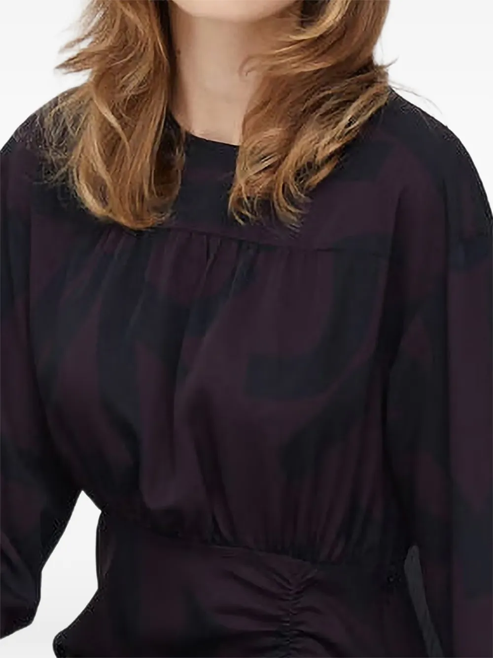 Sisley long-sleeved gathered mini dress Paars