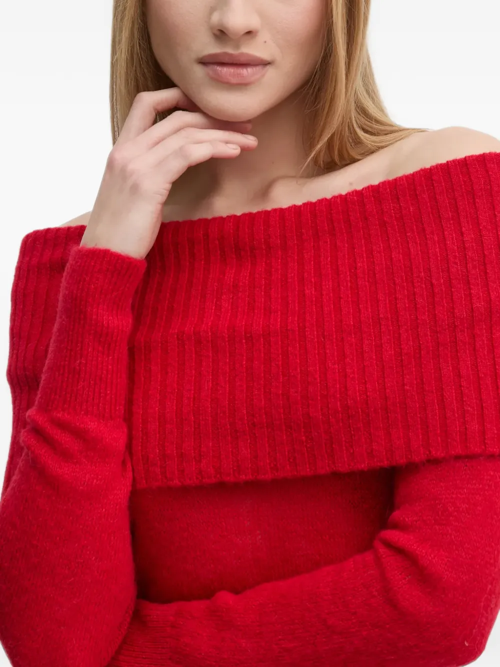 Sisley Asymmetrische gebreide top Rood