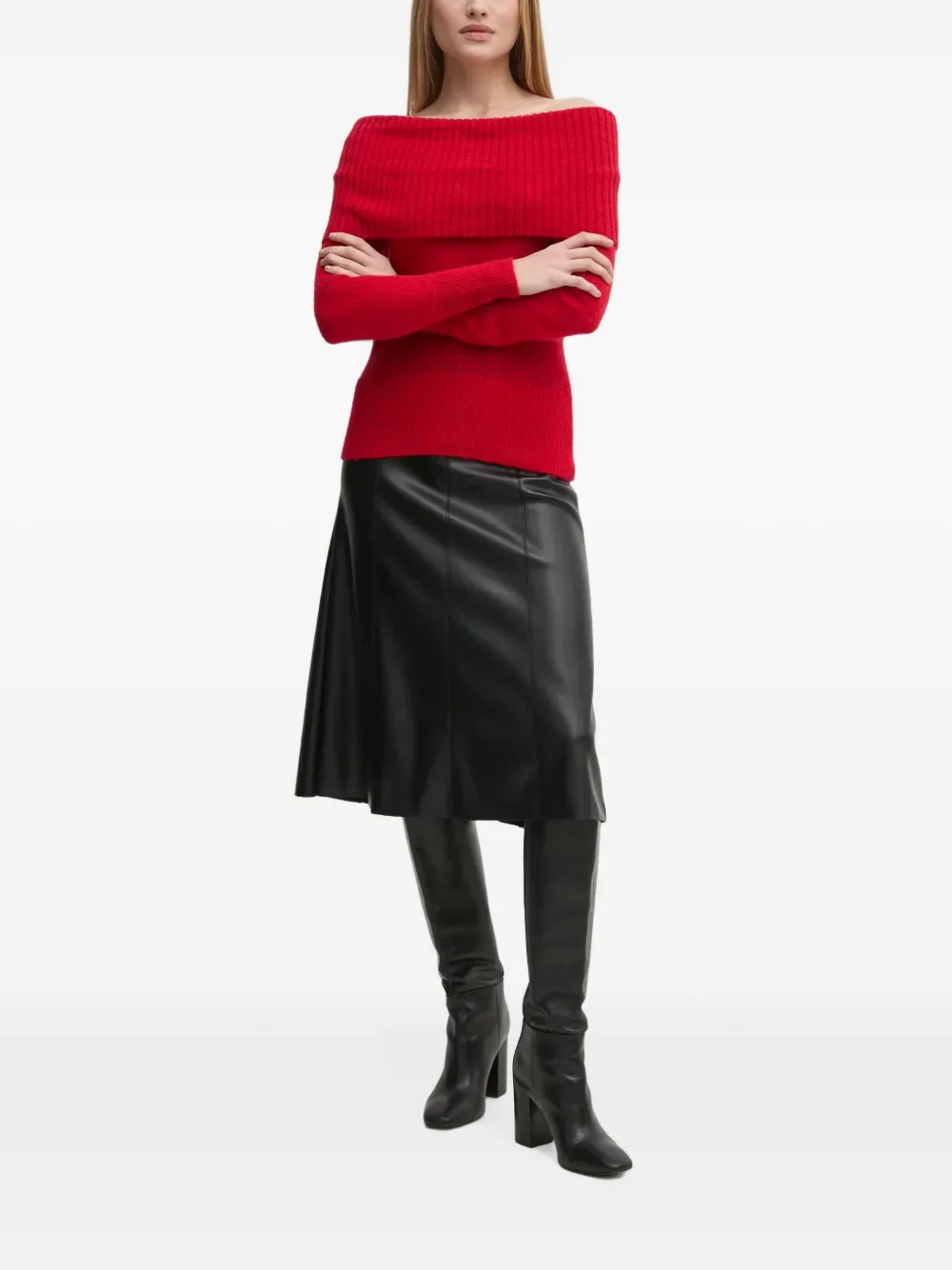 Sisley Asymmetrische gebreide top Rood