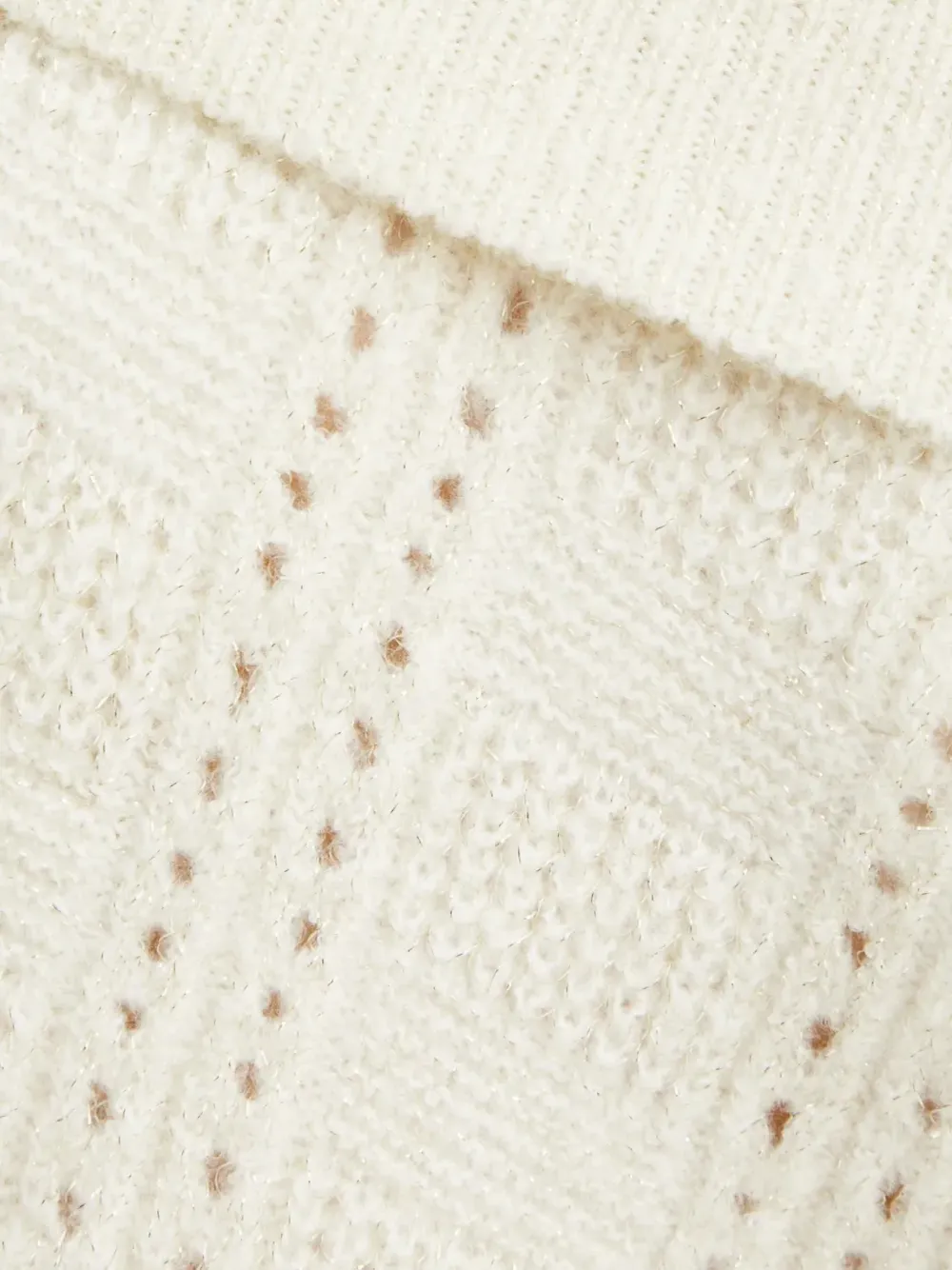 Silvian Heach Rojas pointellegebreide off-shoulder trui Beige