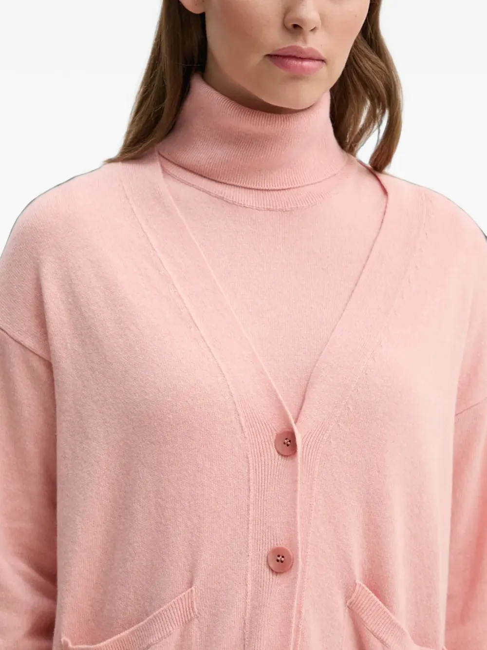 Sisley patch-pocket buttoned cardigan Roze