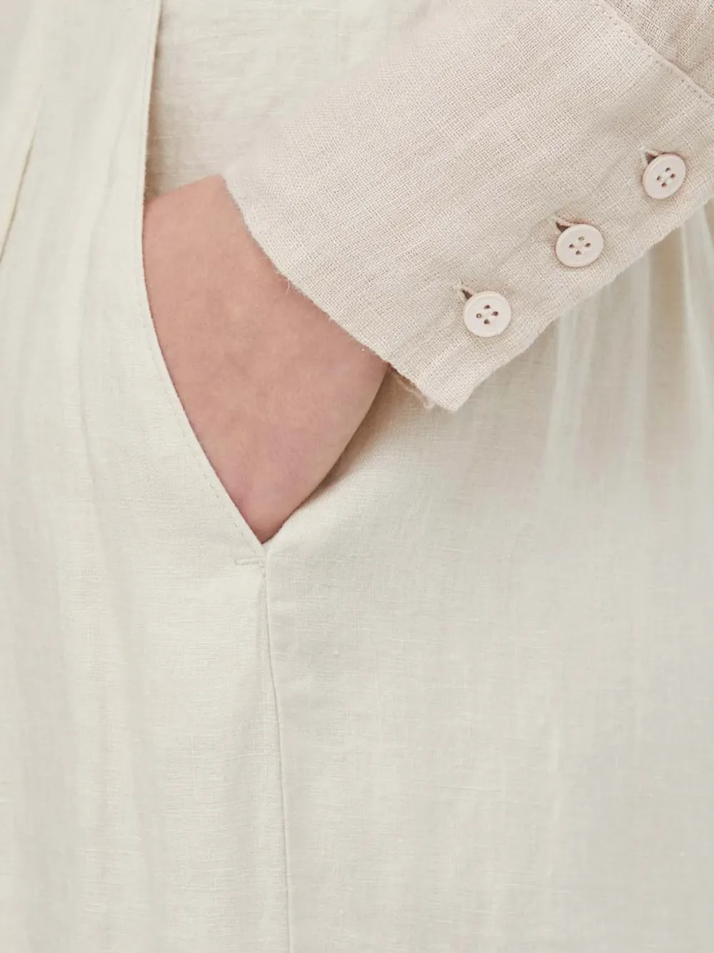 Benetton linen flared trousers Beige