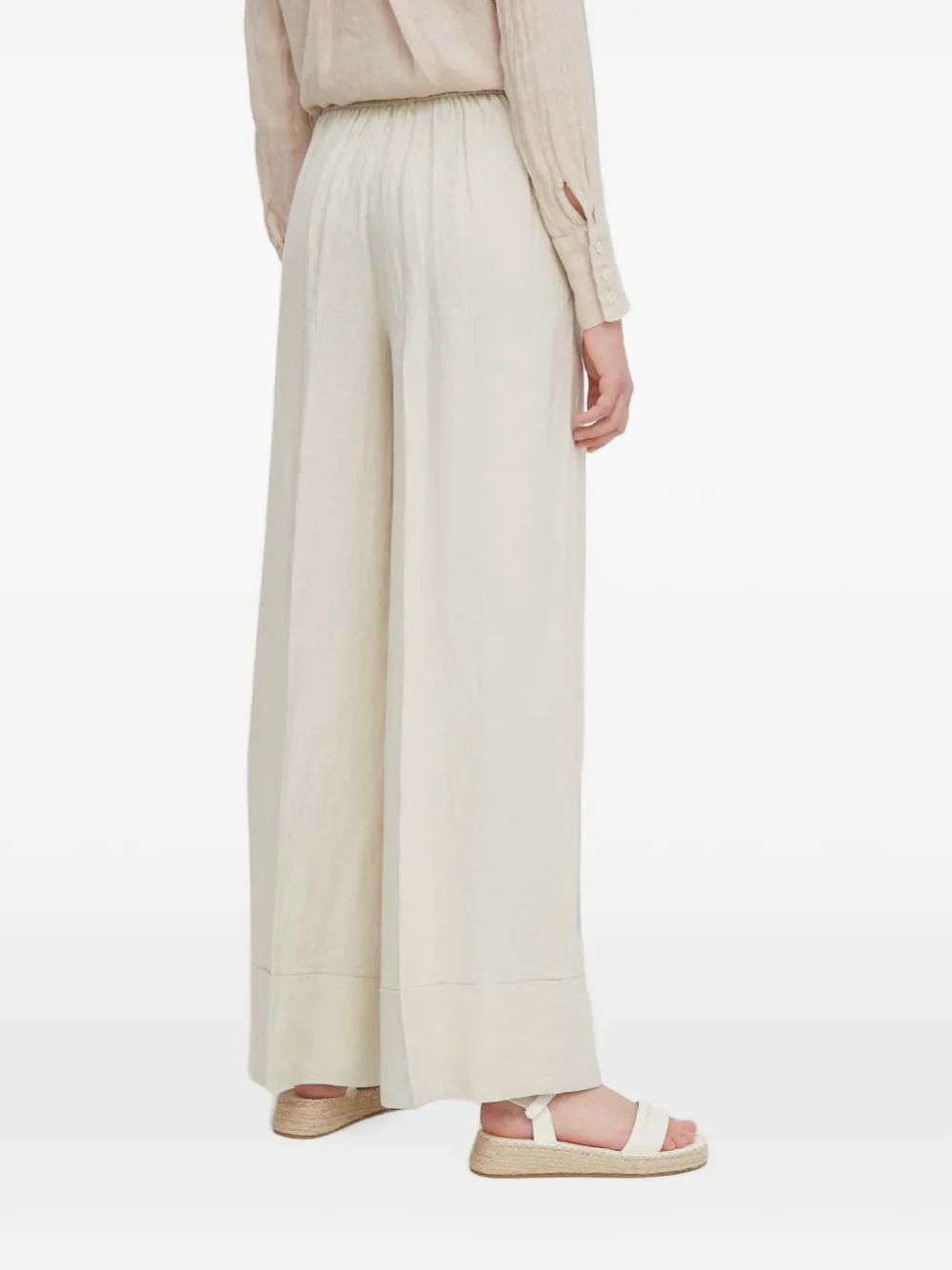 Benetton linen flared trousers Beige